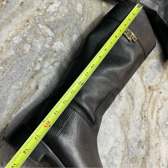 Tory Burch Joanna Riding Boots Pebbled Leather Black Boots Women’s - Picture 7 of 11
